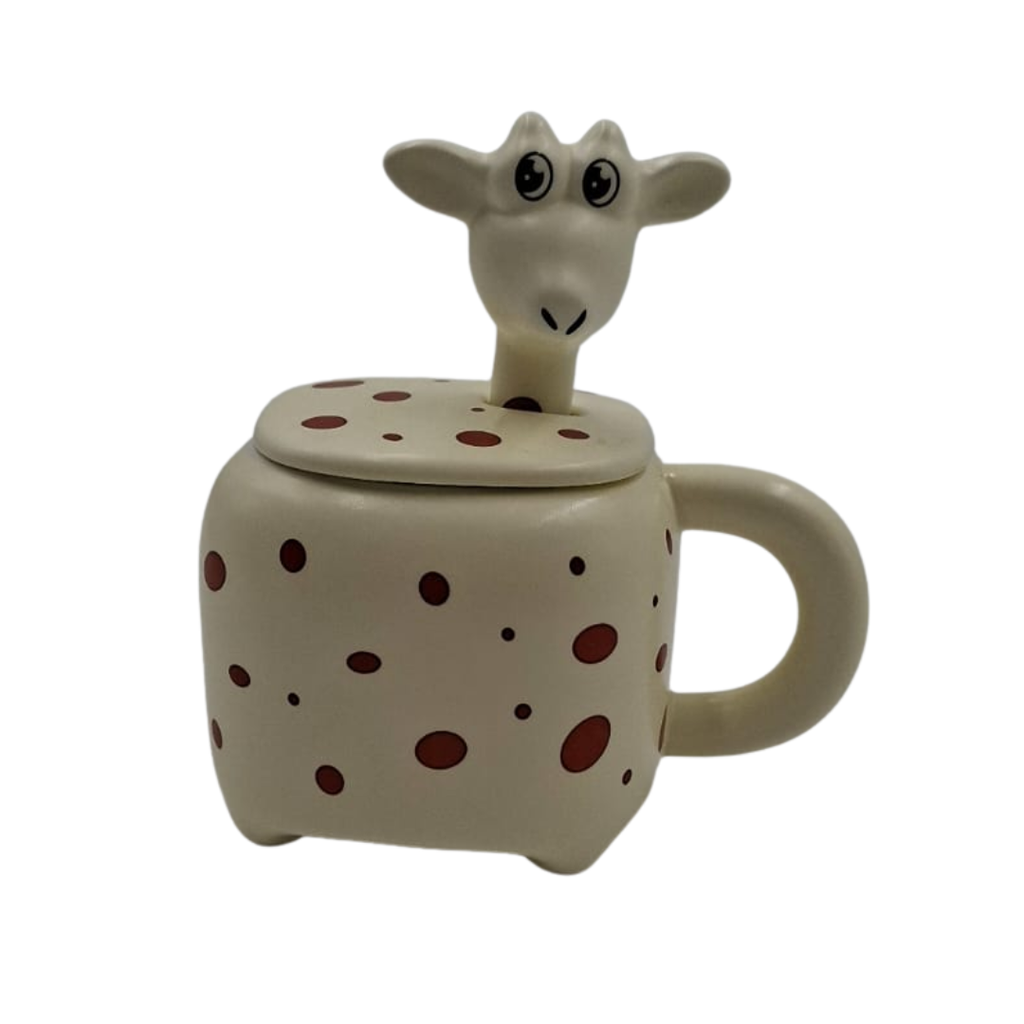TAZA CON TAPA JIRAFA 8 x 8.5 CM