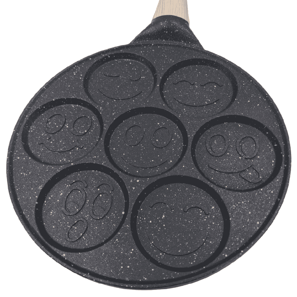 SARTEN DE ALUMINIO FUNDIDO EMOJIS 26.5 CM COLOR NEGRO CON ANTHIADERENTE CON MANGO DESMONTABLE