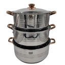 JUEGO  MEGA COOKWARE DE 3 CACEROLAS DE ACERO INOXIDABLE 30/32/34 CM