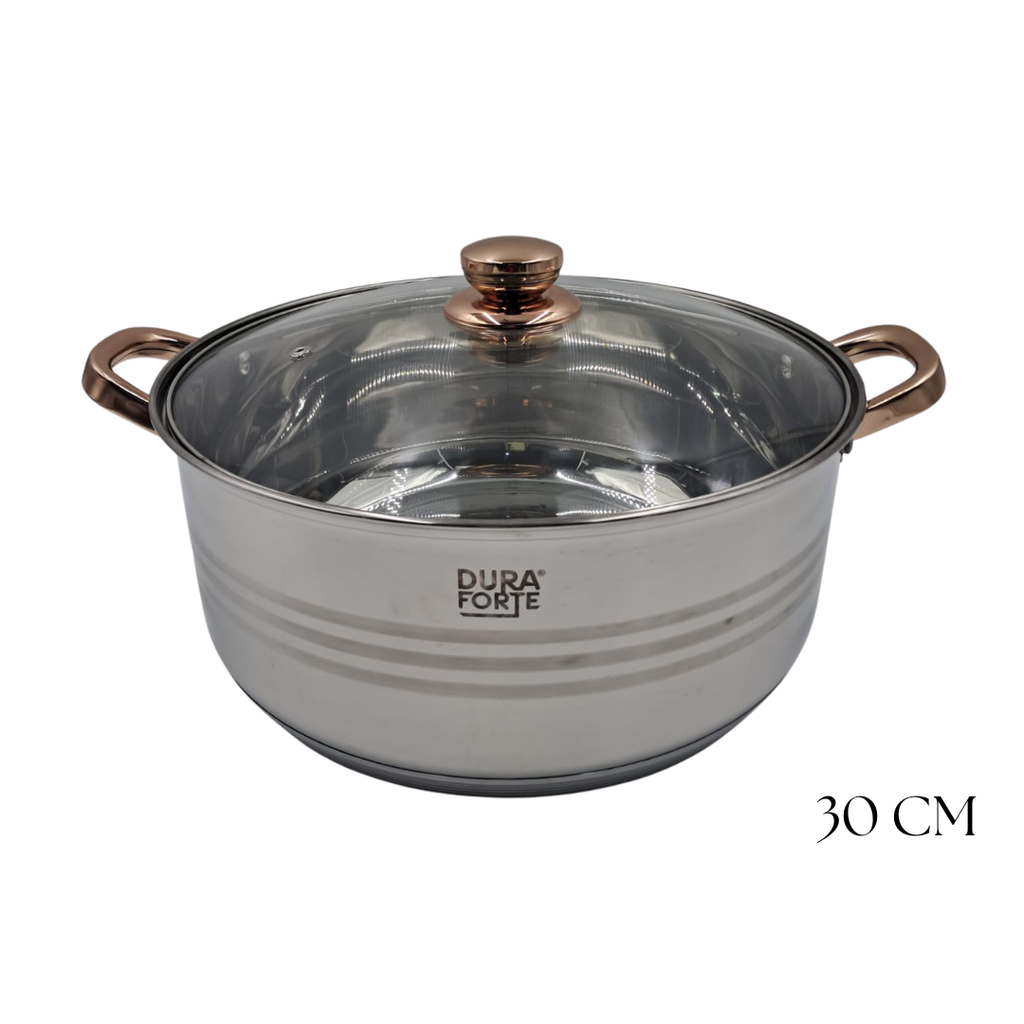 JUEGO  MEGA COOKWARE DE 3 CACEROLAS DE ACERO INOXIDABLE 30/32/34 CM