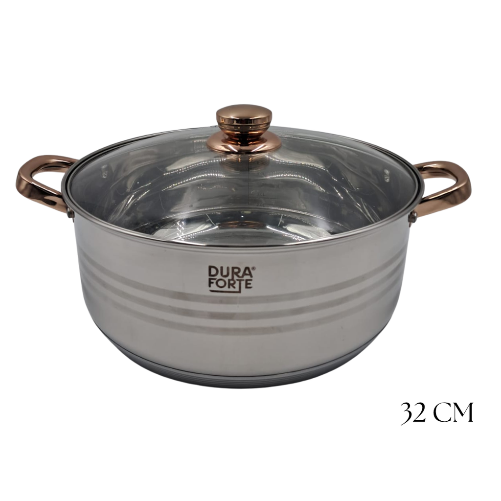 JUEGO  MEGA COOKWARE DE 3 CACEROLAS DE ACERO INOXIDABLE 30/32/34 CM
