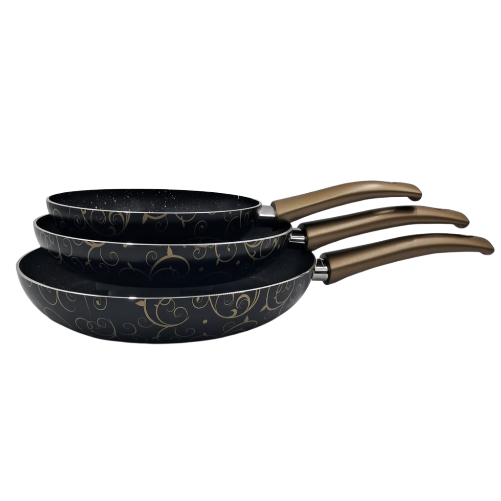 JUEGO DE 3 SARTENES PREMIUM STONE DURAFORTE ALUMINIO 3MM MEDIDAS 20/24/28 CM