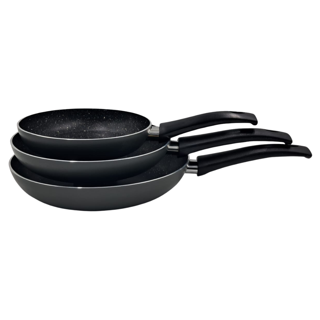 JUEGO DE 3 SARTENES PREMIUM STONE DURAFORTE ALUMINIO 3MM MEDIDAS 20/24/28 CM
