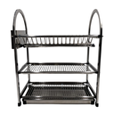 ESCURRIDOR PARA PLATOS DE ACERO INOXIDABLE 3 NIVELES 57 X 28 X 55 CMS.