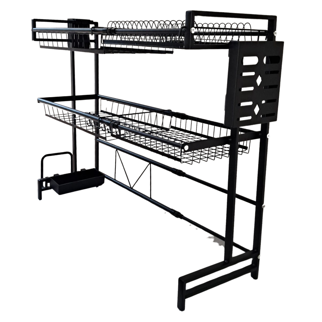 ESCURRIDOR PARA PLATOS NEGRO DE DOBLE ALTURA 55 X 27 X 60-95 CM