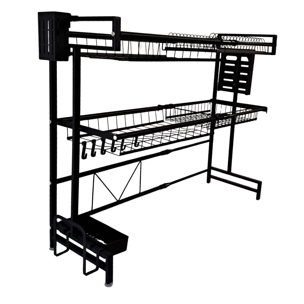 ESCURRIDOR PARA PLATOS NEGRO DE DOBLE ALTURA 55 X 27 X 60-95 CM