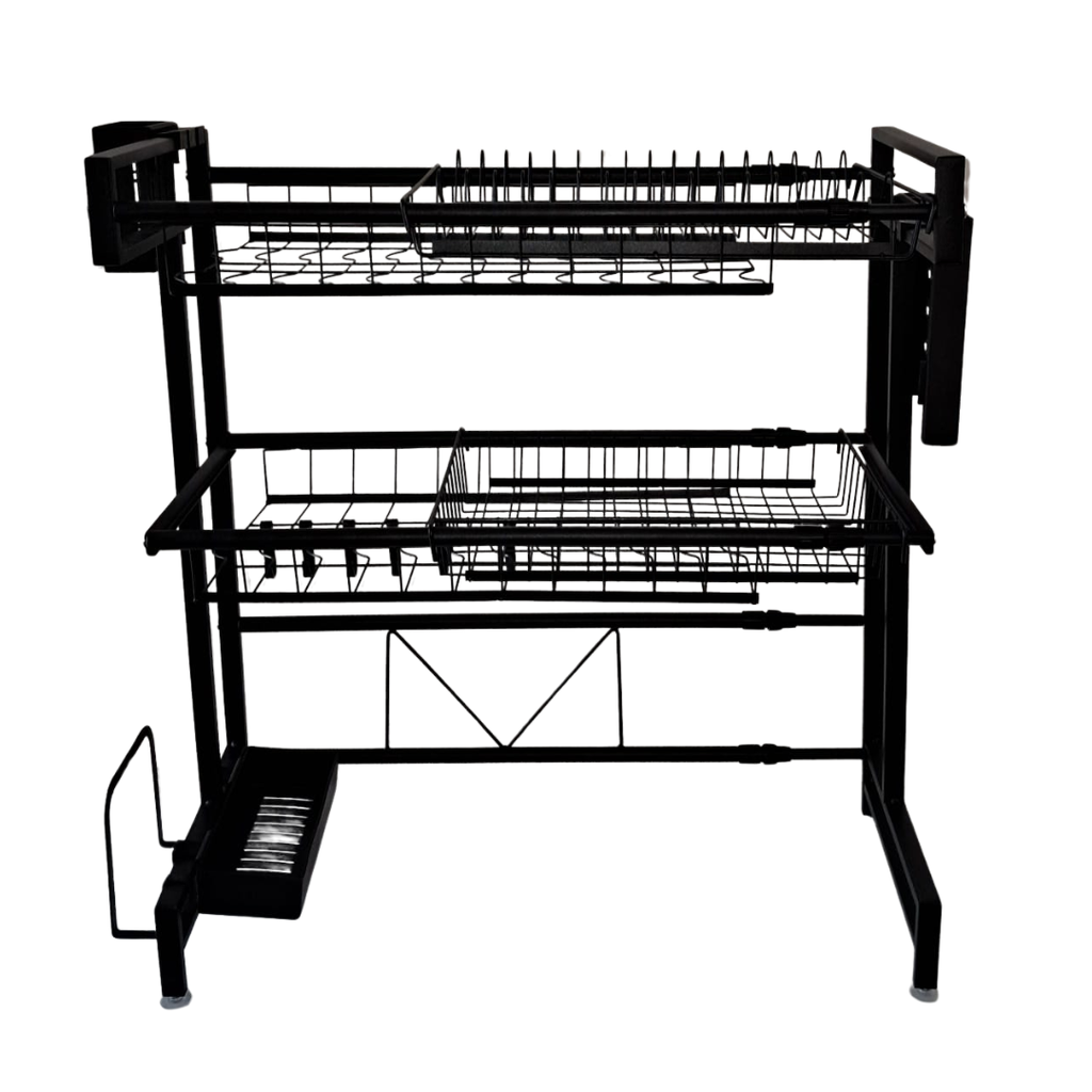 ESCURRIDOR PARA PLATOS NEGRO DE DOBLE ALTURA 55 X 27 X 60-95 CM