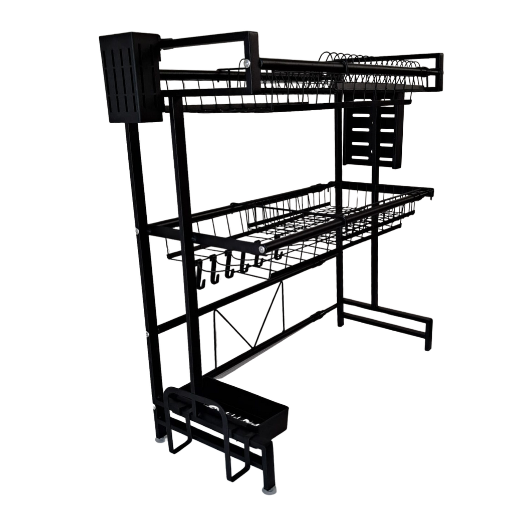 ESCURRIDOR PARA PLATOS NEGRO DE DOBLE ALTURA 55 X 27 X 60-95 CM