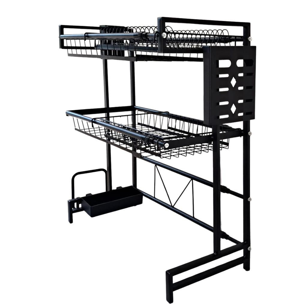 ESCURRIDOR PARA PLATOS NEGRO DE DOBLE ALTURA 55 X 27 X 60-95 CM