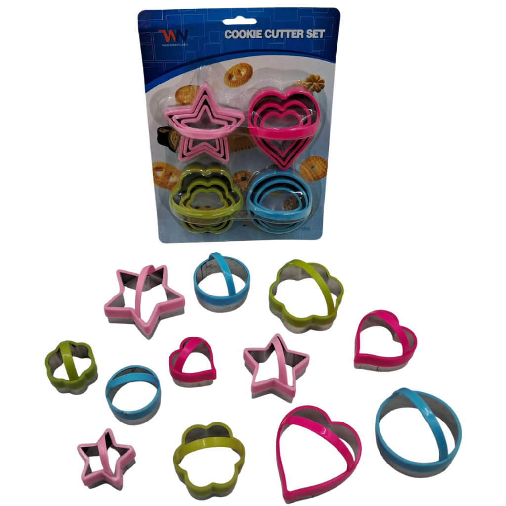 SET DECORADOR DE GALLETAS 12 PIEZAS CON 4 FIGURAS