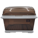 ESCURRIDOR DE PLASTICO AMBAR TRANSPARENTE CON TAPA 46.5x37x35.5cm