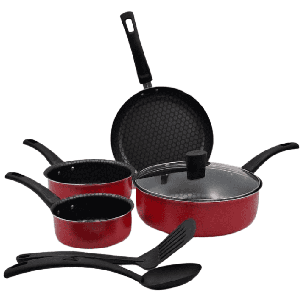 BATERIA ALUMINIO CINSA ESENCIAL 7 PIEZAS ROJO 206 C THERMOCELL NEGRO MARCA