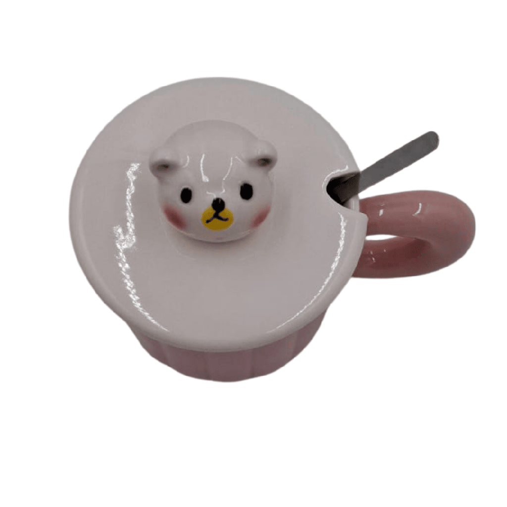 TAZA CON TAPA OSO POLAR 11 X 14 CM