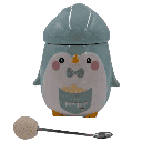 TAZA CON TAPA PINGUINO 14 X 12 CM
