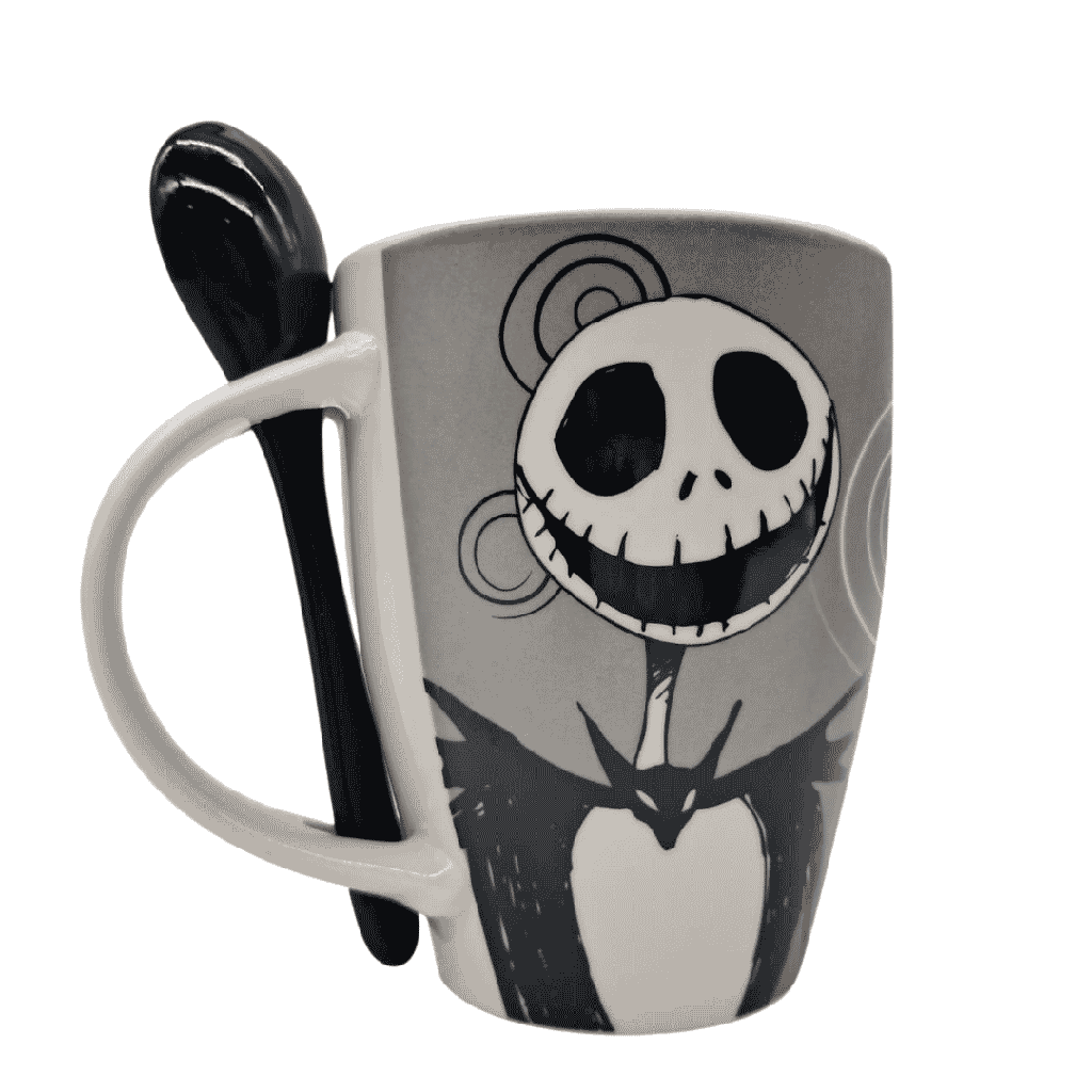 JUEGO DE 2 TARROS DE CERAMICA CON CUCHARA A NIGHTMARE JACK
