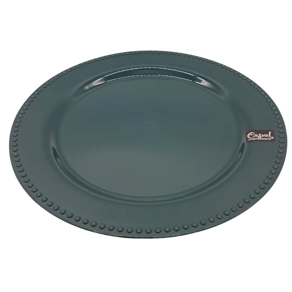 PLATO BASE 32 CM DOTS VERDE PINO