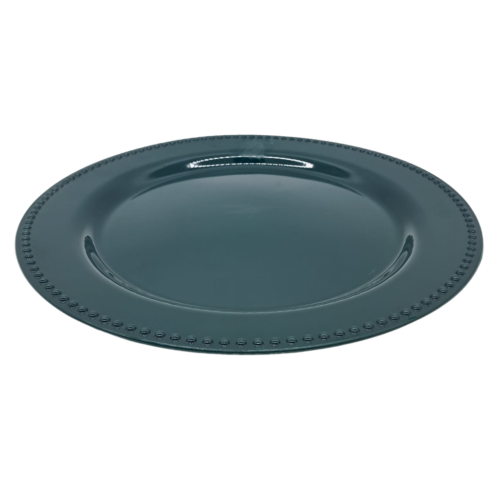 PLATO BASE 32 CM DOTS VERDE PINO