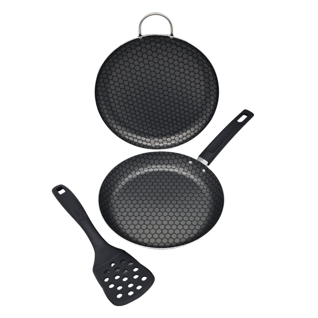 JUEGO DE SARTEN ALUMINIO CINSA ESENCIAL 24CM Y COMAL 26CM 1.3MM CON ESPATULA