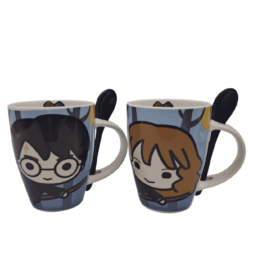 JGO DE 2 TARROS DE CERAMICA CON CUCHARA HARRY POTT 340ML
