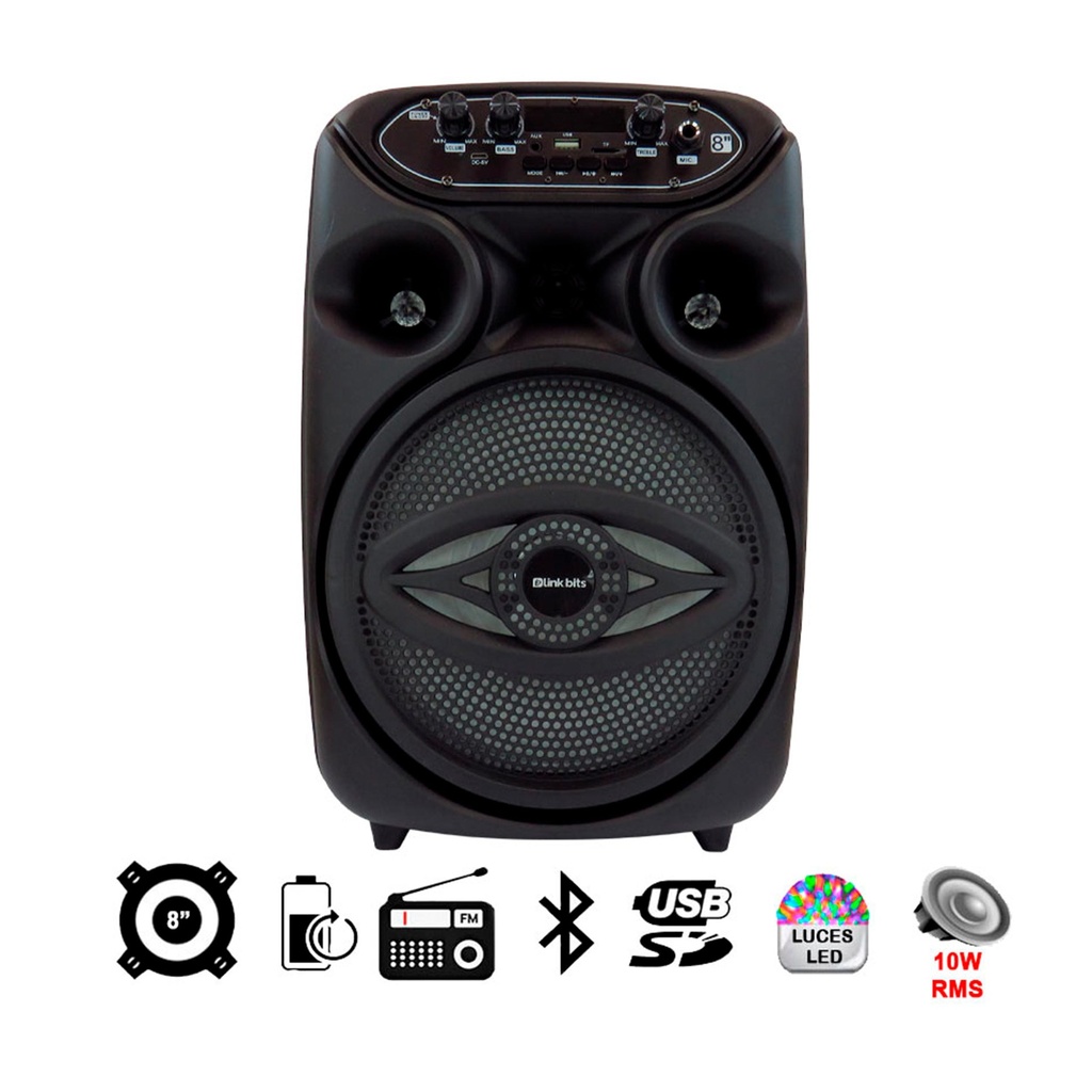 BOCINA 8" SA8058T BT MICROFONO USB SD FM 