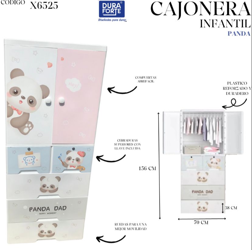 GABINETE INFANTIL CON 2 COMPUERTAS PANDA 