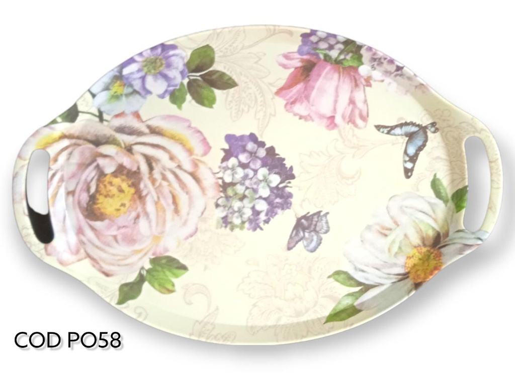 CHAROLA MELAMINA RECTANGULAR DECORADA 26 X 36 CMS