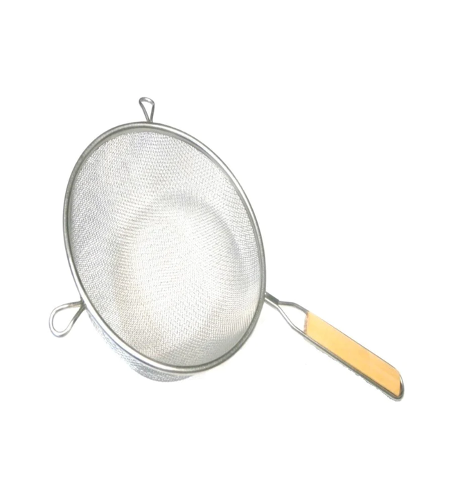 COLADOR DE DOBLE MALLA ACERO INOXIDABLE MANGO MADERA 20 CM