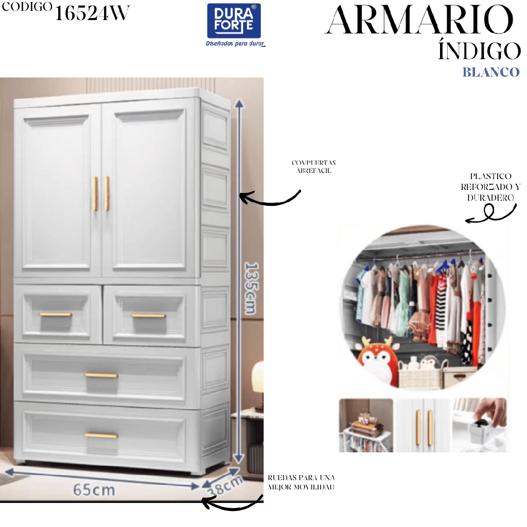 GABINETE INDIGO BLANCO 65 X 38 X 135