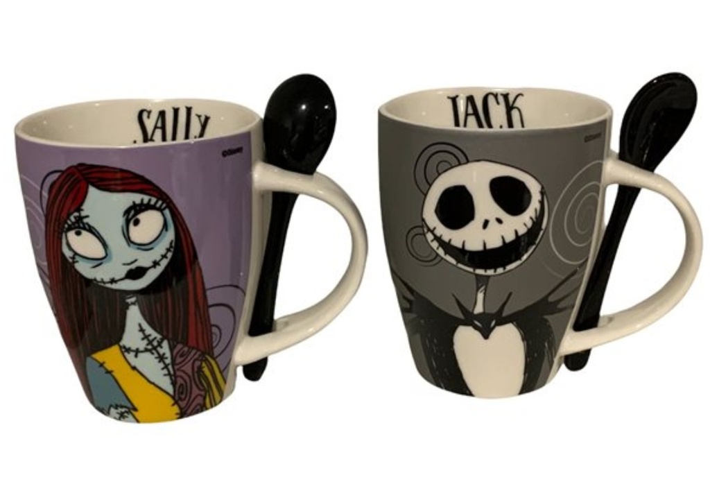 JUEGO DE 2 TARROS DE CERAMICA CON CUCHARA A NIGHTMARE JACK