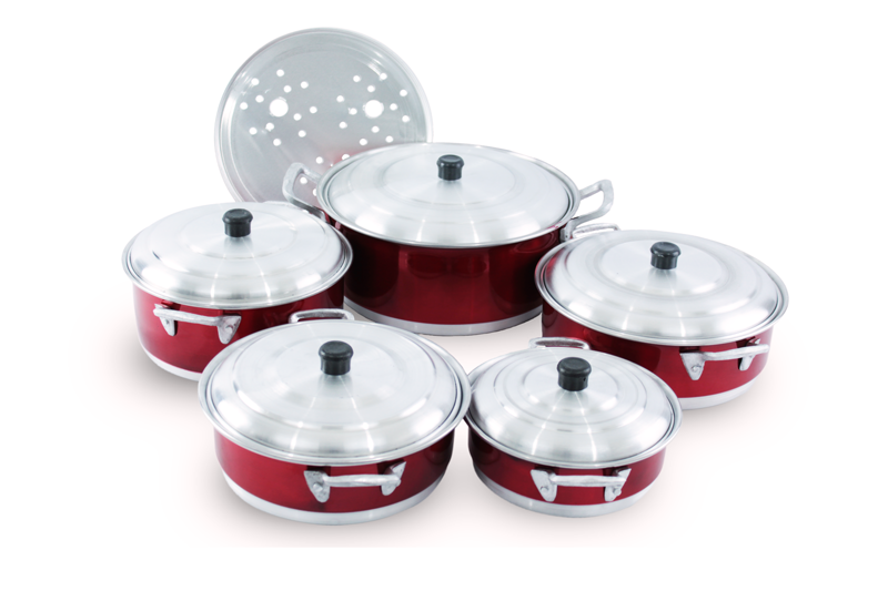 JUEGO DE 5 BUDINERAS LINEA HOGAR 5CAZ COLOR ROJO