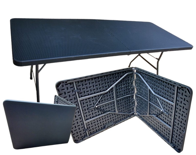 MESA NEGRA MODELO RATTAN EBANO 8 PERSONAS DURAFORTE (1.80 X 74 CM)