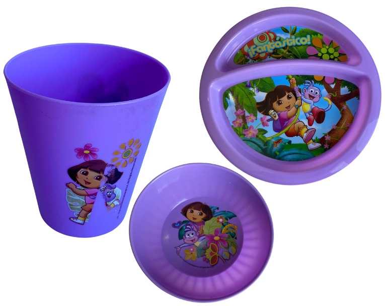 PIEZA JGO. DE 3 PZAS. DORA (1 VASO, 1 TAZON, 1 PLATO CON