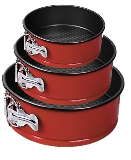 SET DE 3 MOLDES DESMONTABLES REDONDOS COLOR ROJO 24/26/28