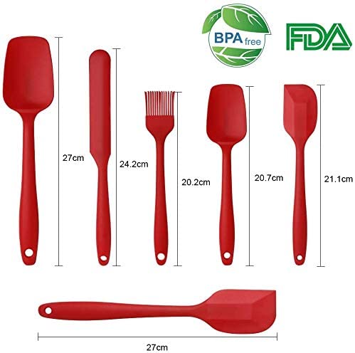 SET DE 6 UTENSILIOS DE SILICON ROJO/NEGRO
