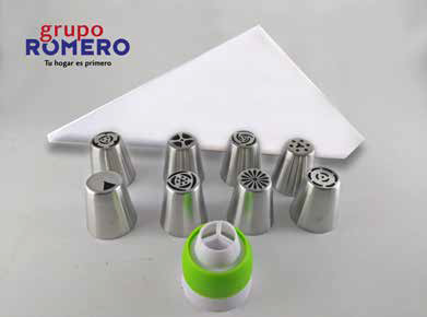 SET DE DUYAS RUSAS 8 PZS CON COPLE Y TRIPLE  MANGA DECORADORA