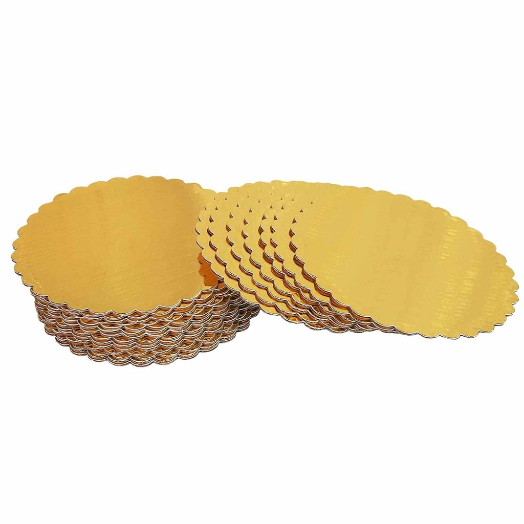 TABLERO REDONDO PARA PASTEL 25 CMS PLATA/DORADO