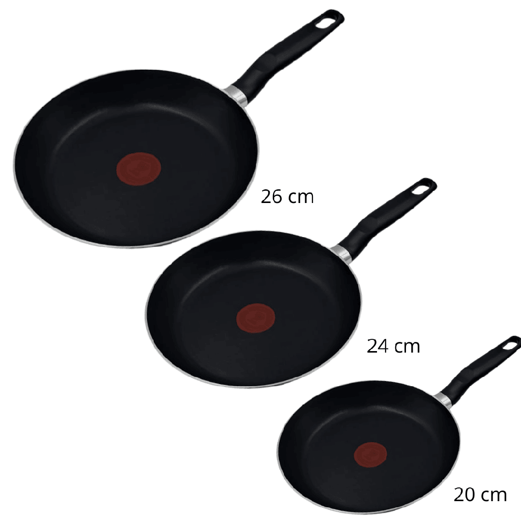 JUEGO DE 3 SARTENES ALUMINIO EASY COOK /VITAL 20/24/26 Cm T-FAL COLOR NEGRO 4211
