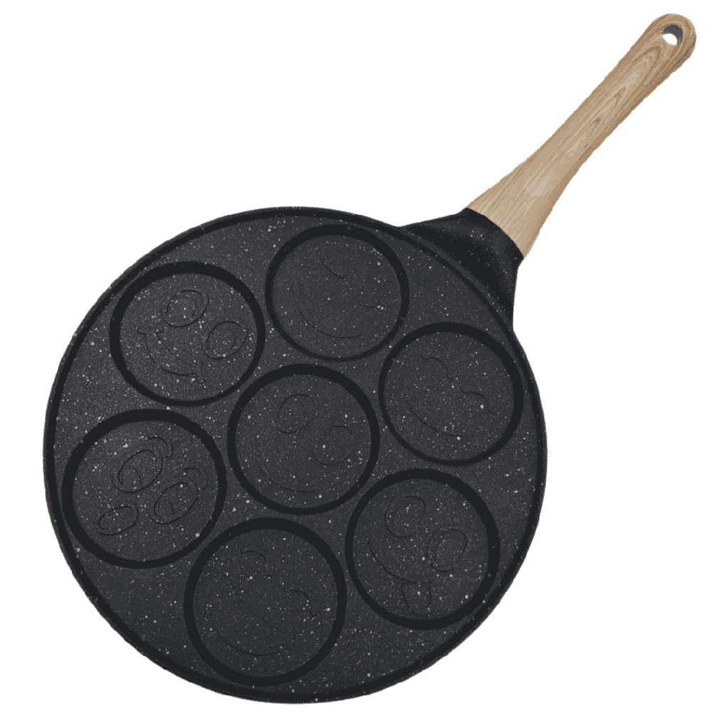 SARTEN DE ALUMINIO FUNDIDO EMOJIS 26.5 CM COLOR NEGRO CON ANTHIADERENTE CON MANGO DESMONTABLE
