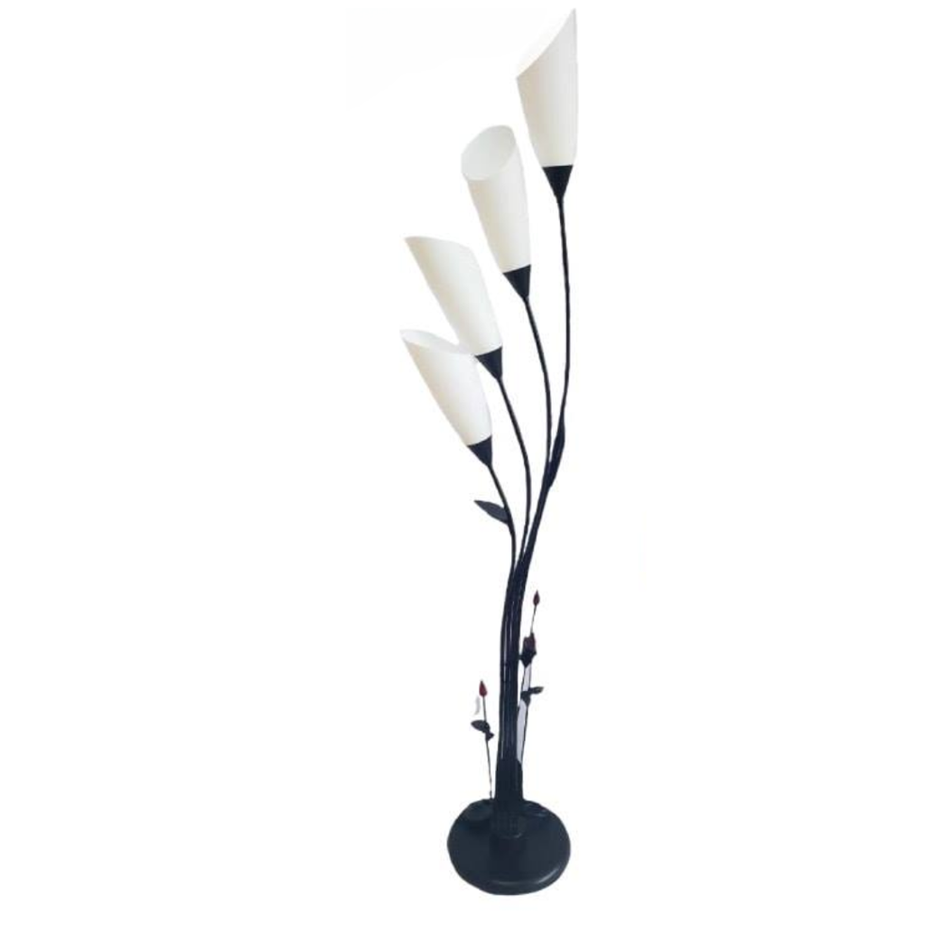LAMPARA DE PISO CON 4 FLORES ALCATRAZ 170 CM DE ACRILICO, 110 V
