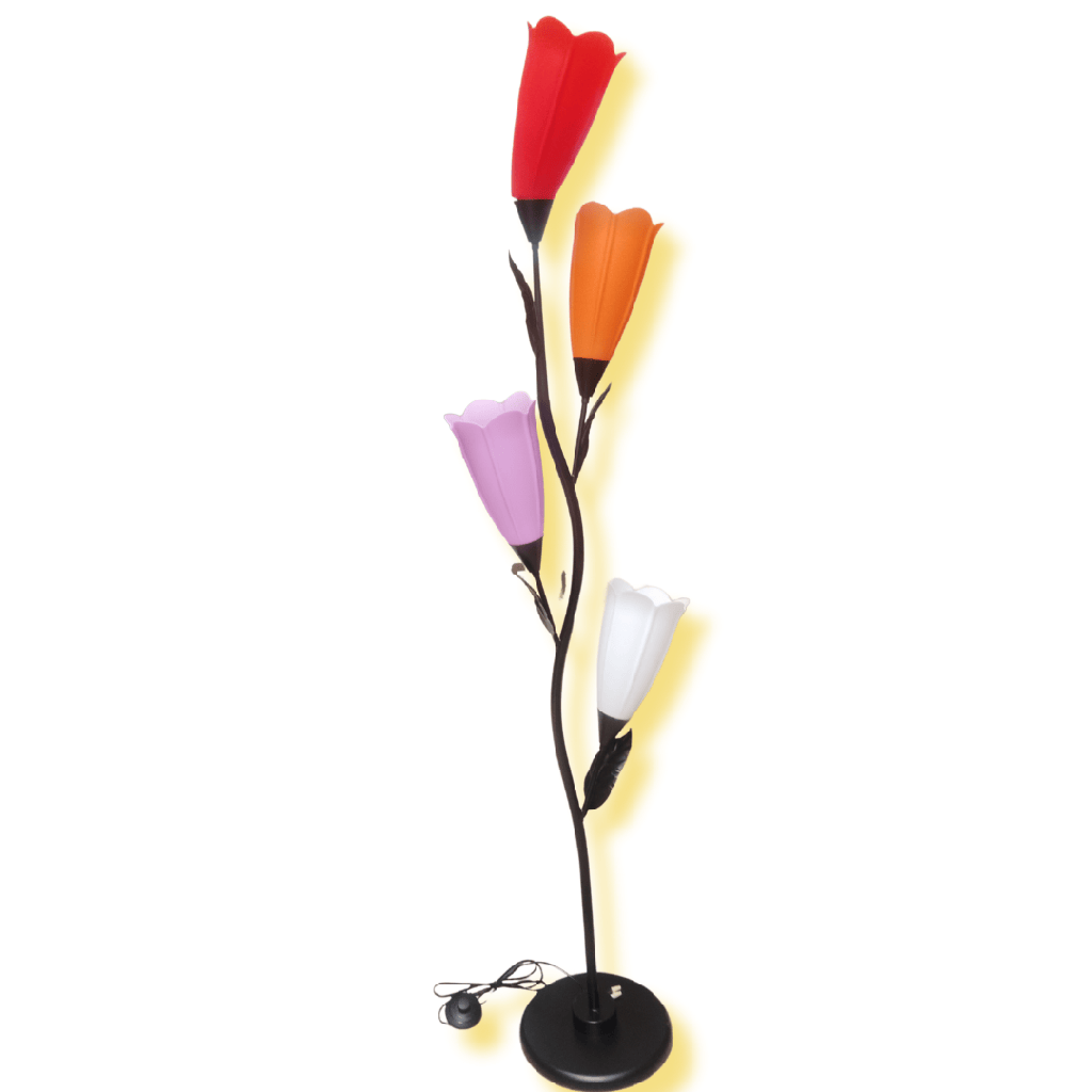 LAMPARA DE PISO CON 4 FLORES 170 CM DE ACRILICO, 110 V