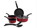 BATERIA ALUMINIO CINSA ESENCIAL 7 PIEZAS ROJO 206 C THERMOCELL NEGRO MARCA