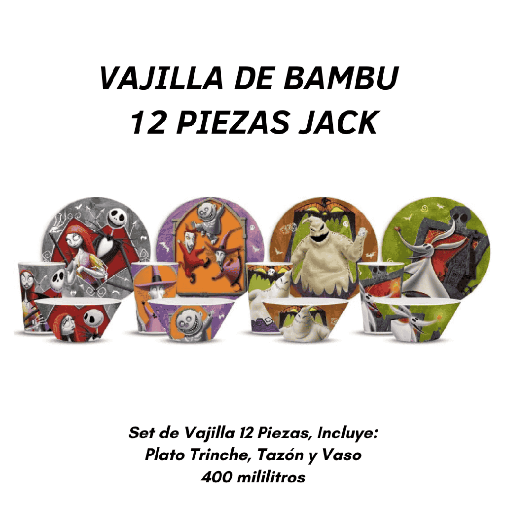 VAJILLA DE BAMBU 12 PIEZAS JACK