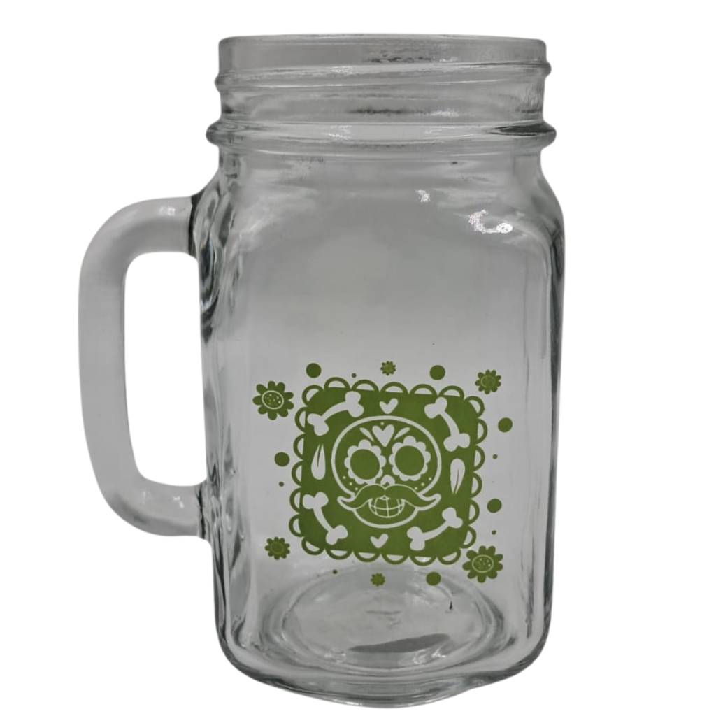 T MASON JAR 487ML DECO VÍT CALAVERA VERDE 1T