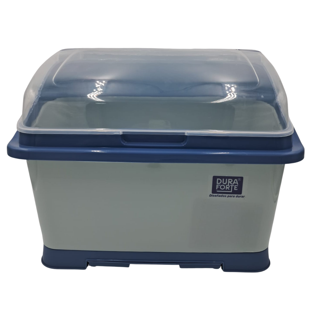 ESCURRIDOR DE PLASTICO PRACTICO BITONO CON TAPA 46.5x37x35.5cm