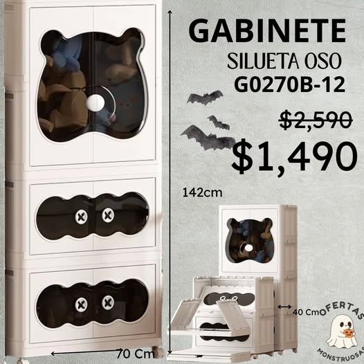 GABINETE PLEGABLE SILUETA  OSO, 69 CM ANCHO x 39.5 CM FONDO  x142 CM ALTO