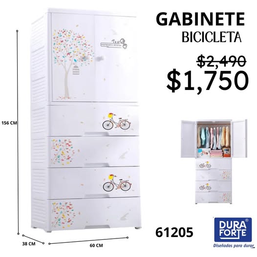GABINETE PLEGABLE BICICLETA ROSAS 60 CM ANCHO x 38 CM FONDO x  156 CM ALTO
