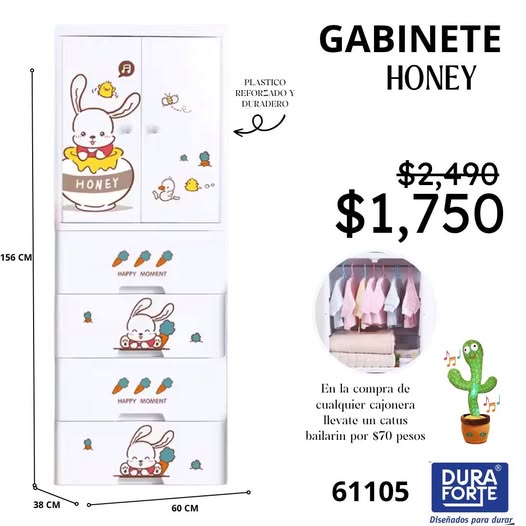 GABINETE HONEY 60 CM ANCHO x 38 CM FONDO x  156 CM ALTO