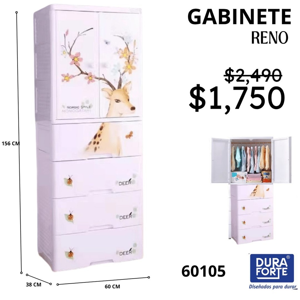 GABINETE RENO 60 CM ANCHO x 38 CM FONDO x  156 CM ALTO