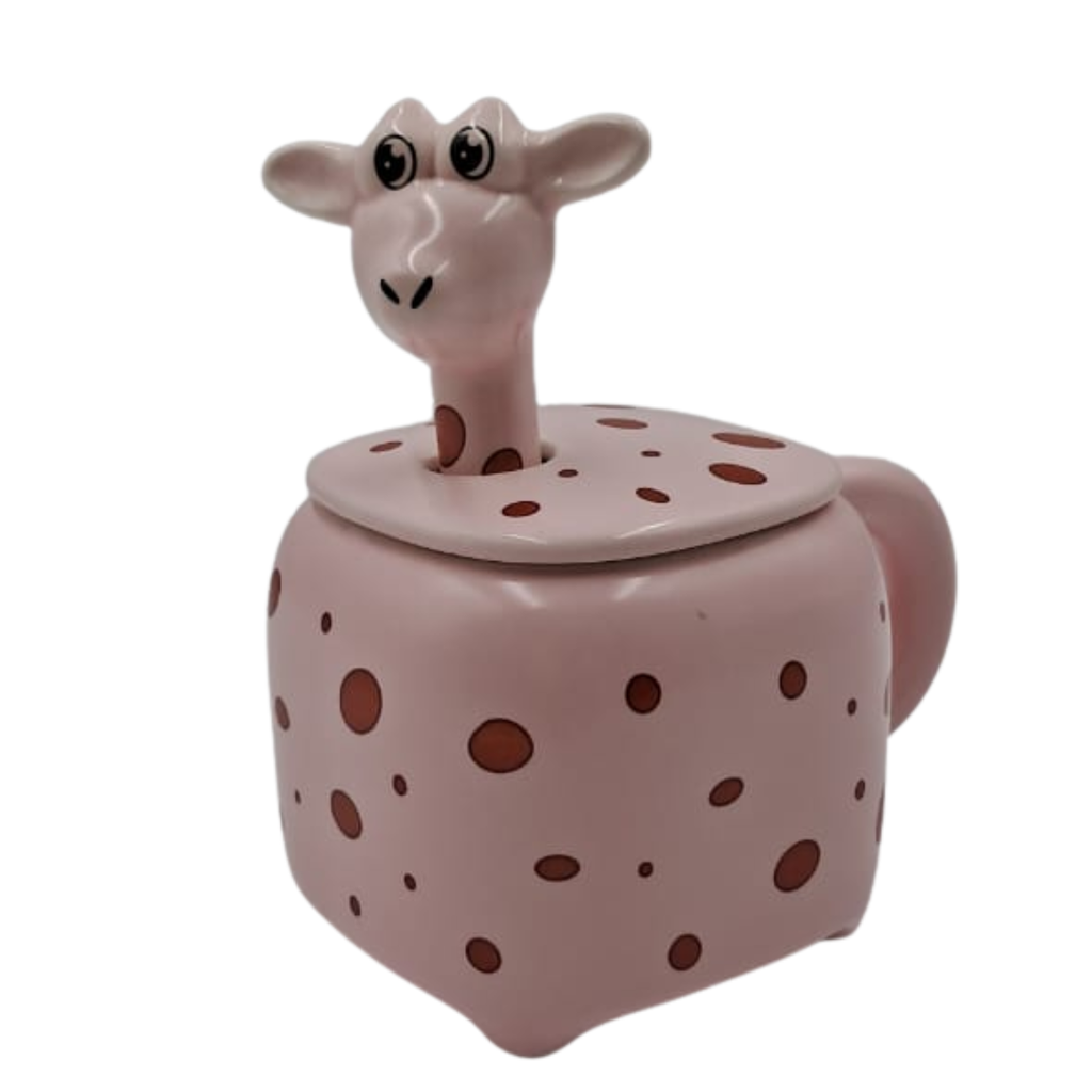 TAZA CON TAPA JIRAFA 8 x 8.5 CM