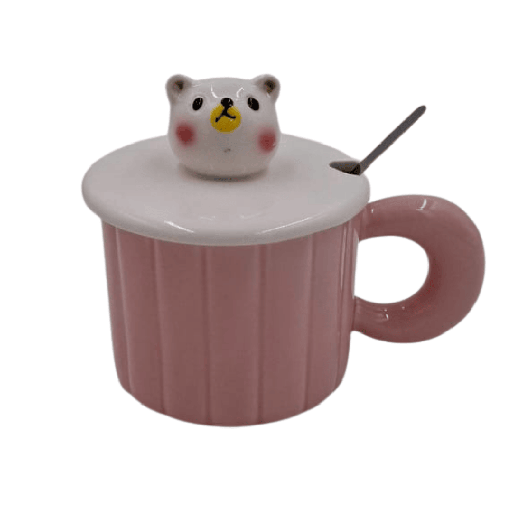 TAZA CON TAPA OSO POLAR 11 X 14 CM